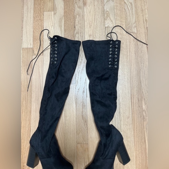 Womens Black Over the Knee Faux Suede Boots 8/9 NWOT - Picture 3 of 9